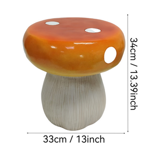English Elm Mushroom Resin Garden Stool Hand-Painted Red Cap Whimsical Outdoor Accent Seat W5709P490980
