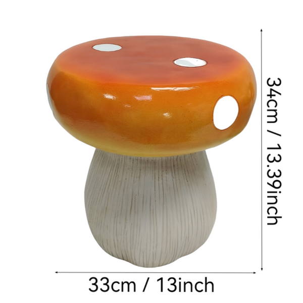English Elm Mushroom Resin Garden Stool Hand-Painted Red Cap Whimsical Outdoor Accent Seat W5709P490980
