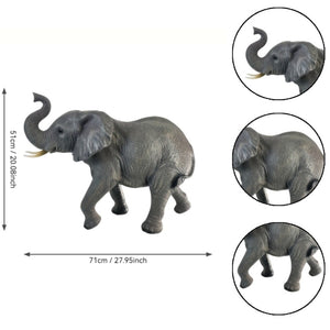 English Elm 20 Inch Resin Elephant Sculpture Raised Trunk Good Luck Garden Patio Yard Decor W5709P510841