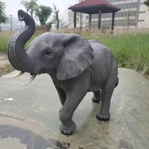 English Elm 20 Inch Resin Elephant Sculpture Raised Trunk Good Luck Garden Patio Yard Decor W5709P510841