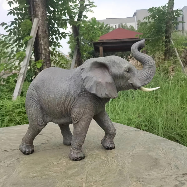 English Elm 20 Inch Resin Elephant Sculpture Raised Trunk Good Luck Garden Patio Yard Decor W5709P510841