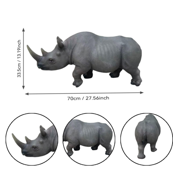 English Elm 27.5 Inch Resin Rhinoceros Garden Statue Weatherproof Wildlife Sculpted Yard Decor W5709P510842
