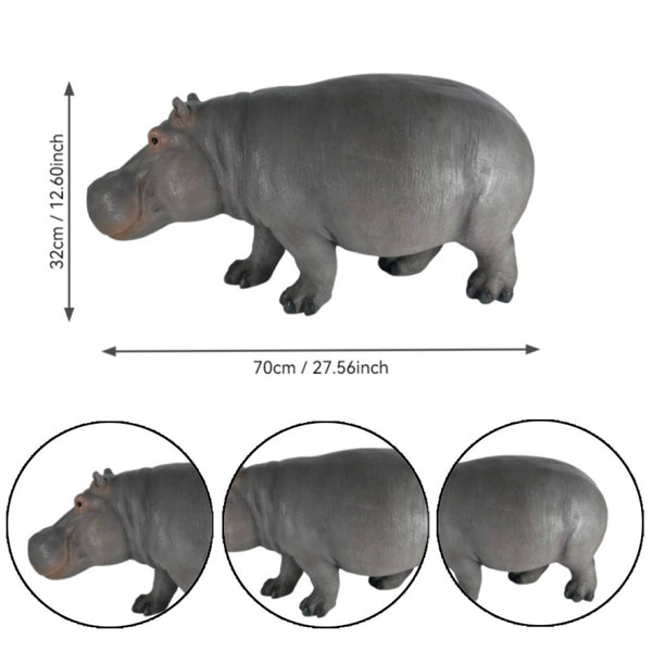 English Elm 12.6'' Resin Hippopotamus Sculpture Weatherproof Wildlife Garden Statue for Lawn Pond Patio W5709P511484