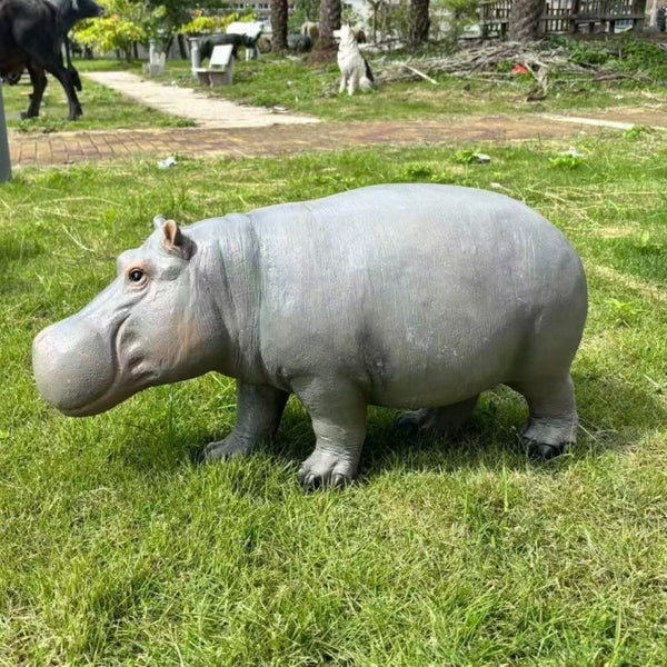 English Elm 12.6'' Resin Hippopotamus Sculpture Weatherproof Wildlife Garden Statue for Lawn Pond Patio W5709P511484