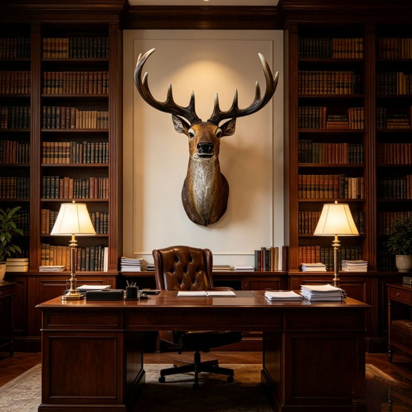 English Elm 14.57 Inch Resin Stag Head Wall Mount Rustic Sculpted Deer Bust for Lodge or Cabin W5709P511492