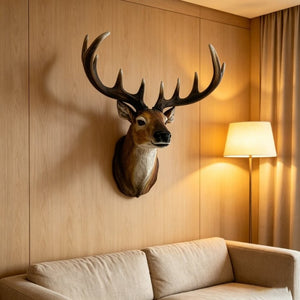 English Elm 14.57 Inch Resin Stag Head Wall Mount Rustic Sculpted Deer Bust for Lodge or Cabin W5709P511492