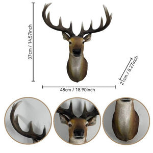 English Elm 14.57 Inch Resin Stag Head Wall Mount Rustic Sculpted Deer Bust for Lodge or Cabin W5709P511492
