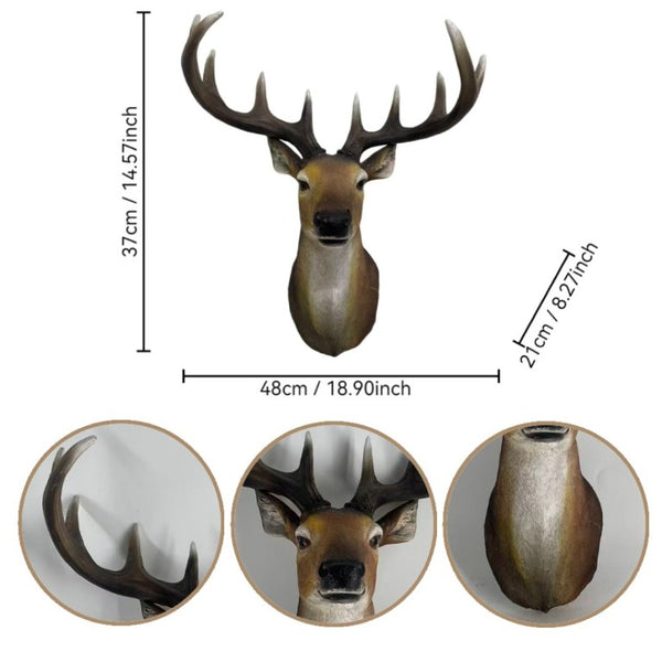 English Elm 14.57 Inch Resin Stag Head Wall Mount Rustic Sculpted Deer Bust for Lodge or Cabin W5709P511492