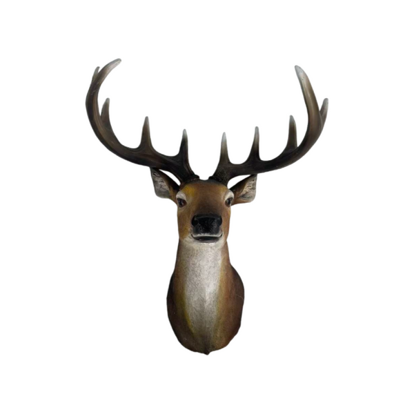 English Elm 14.57 Inch Resin Stag Head Wall Mount Rustic Sculpted Deer Bust for Lodge or Cabin W5709P511492