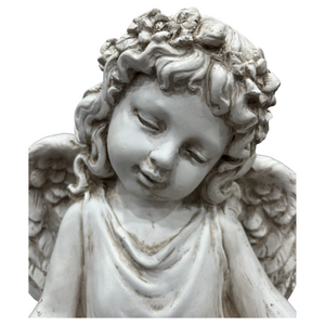 English Elm 21.06" Sleeping Cherub Resin Garden Statue Weathered Stone Finish Outdoor Yard Accent W5709P512803