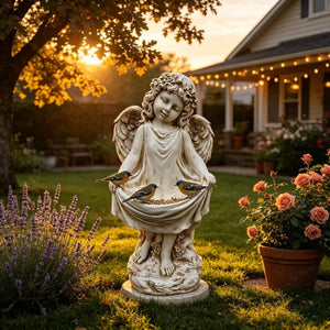 English Elm 21.06" Sleeping Cherub Resin Garden Statue Weathered Stone Finish Outdoor Yard Accent W5709P512803