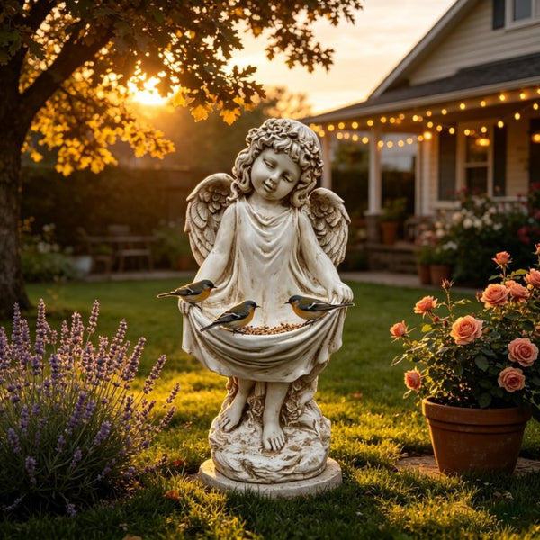 English Elm 21.06" Sleeping Cherub Resin Garden Statue Weathered Stone Finish Outdoor Yard Accent W5709P512803