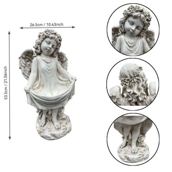 English Elm 21.06" Sleeping Cherub Resin Garden Statue Weathered Stone Finish Outdoor Yard Accent W5709P512803