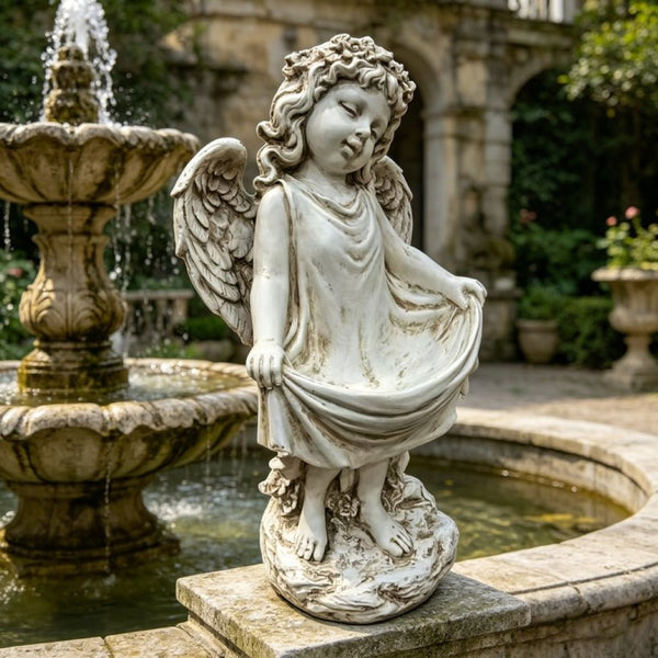 English Elm 21.06" Sleeping Cherub Resin Garden Statue Weathered Stone Finish Outdoor Yard Accent W5709P512803
