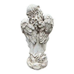 English Elm 21.06" Sleeping Cherub Resin Garden Statue Weathered Stone Finish Outdoor Yard Accent W5709P512803