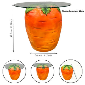 English Elm Carrot Shaped Resin Accent Table with Tempered Glass Top for Indoor Outdoor Use W5709P512868