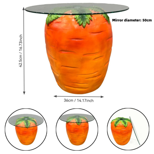 English Elm Carrot Shaped Resin Accent Table with Tempered Glass Top for Indoor Outdoor Use W5709P512868