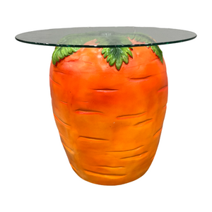 English Elm Carrot Shaped Resin Accent Table with Tempered Glass Top for Indoor Outdoor Use W5709P512868