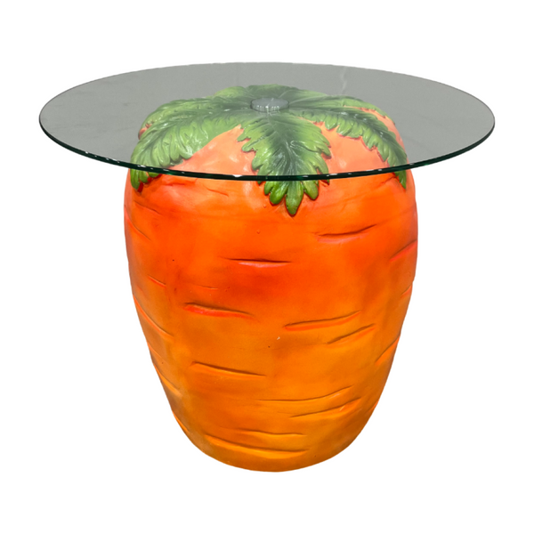 English Elm Carrot Shaped Resin Accent Table with Tempered Glass Top for Indoor Outdoor Use W5709P512868