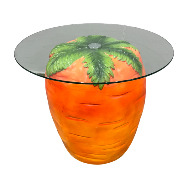 English Elm Carrot Shaped Resin Accent Table with Tempered Glass Top for Indoor Outdoor Use W5709P512868