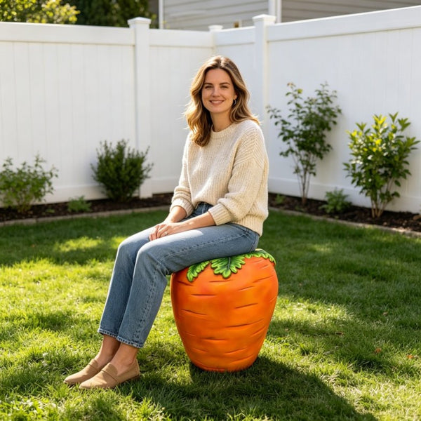 English Elm 16" Resin Carrot Sculpted Outdoor Stool Plant Stand Whimsical Garden Patio Accent W5709P512923
