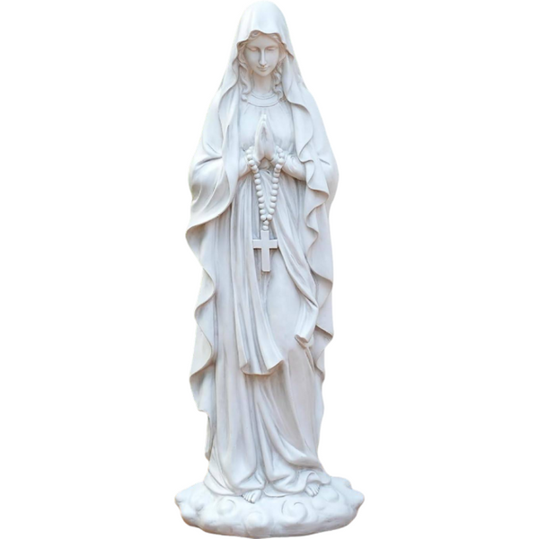 English Elm 31.5 Inch Virgin Mary Matte White Resin Prayer Statue for Garden Altar or Entryway W5709P515987