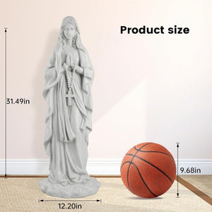 English Elm 31.5 Inch Virgin Mary Matte White Resin Prayer Statue for Garden Altar or Entryway W5709P515987