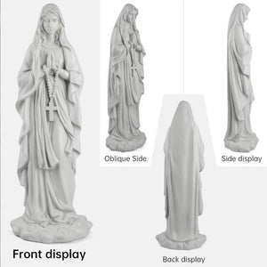 English Elm 31.5 Inch Virgin Mary Matte White Resin Prayer Statue for Garden Altar or Entryway W5709P515987