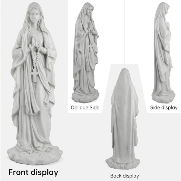 English Elm 31.5 Inch Virgin Mary Matte White Resin Prayer Statue for Garden Altar or Entryway W5709P515987