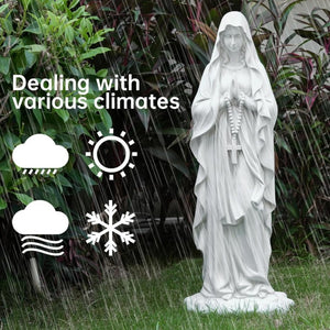English Elm 31.5 Inch Virgin Mary Matte White Resin Prayer Statue for Garden Altar or Entryway W5709P515987