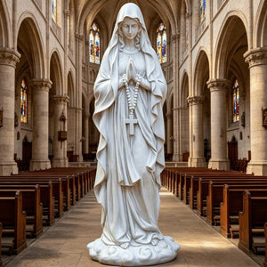 English Elm 31.5 Inch Virgin Mary Matte White Resin Prayer Statue for Garden Altar or Entryway W5709P515987