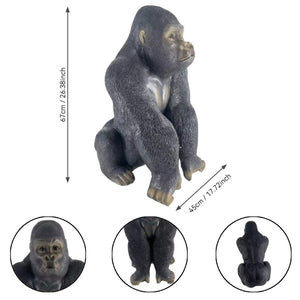 English Elm 26.38" Resin Silverback Gorilla Statue Hyper-realistic Garden Wildlife Focal Sculpture W5709P517640