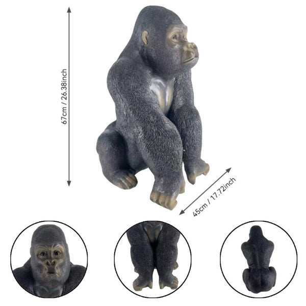 English Elm 26.38" Resin Silverback Gorilla Statue Hyper-realistic Garden Wildlife Focal Sculpture W5709P517640