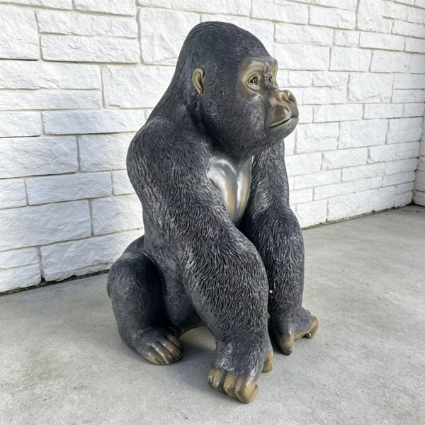 English Elm 26.38" Resin Silverback Gorilla Statue Hyper-realistic Garden Wildlife Focal Sculpture W5709P517640