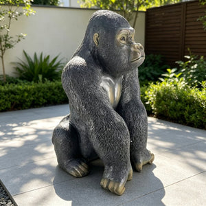 English Elm 26.38" Resin Silverback Gorilla Statue Hyper-realistic Garden Wildlife Focal Sculpture W5709P517640