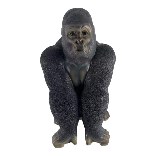 English Elm 26.38" Resin Silverback Gorilla Statue Hyper-realistic Garden Wildlife Focal Sculpture W5709P517640