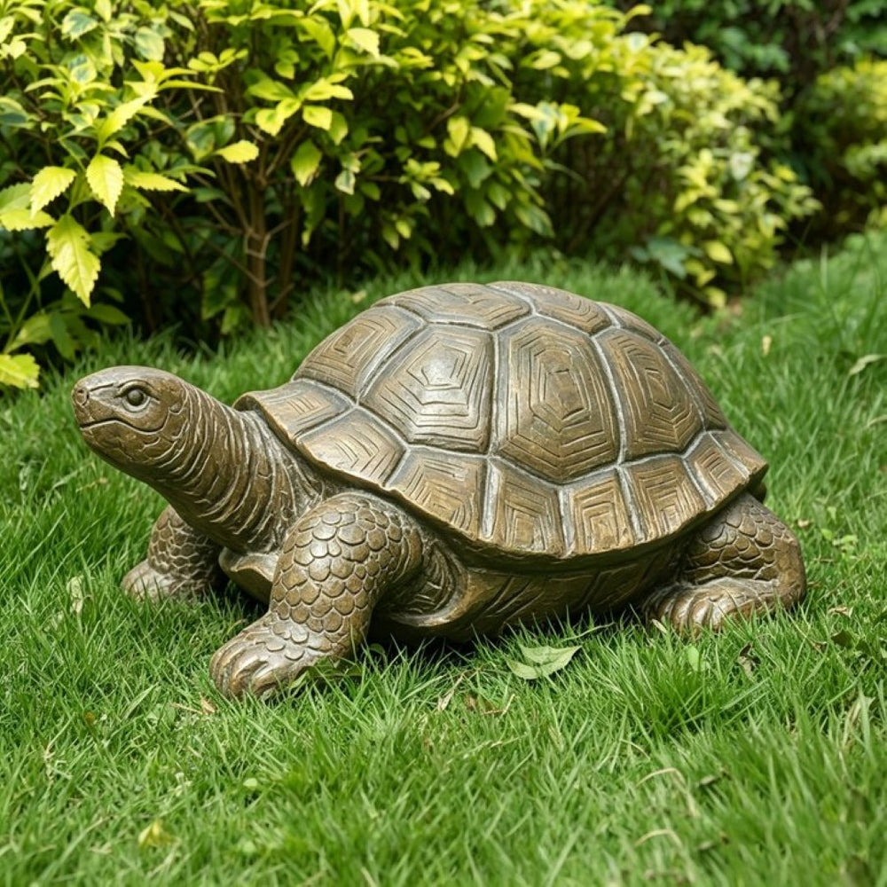 English Elm 30.51" Resin Tortoise Garden Statue Weathered Stone Finish Carved Shell Outdoor Accent W5709P519449