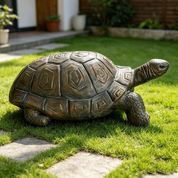 English Elm 30.51" Resin Tortoise Garden Statue Weathered Stone Finish Carved Shell Outdoor Accent W5709P519449