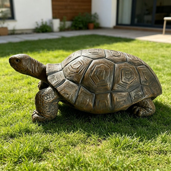 English Elm 30.51" Resin Tortoise Garden Statue Weathered Stone Finish Carved Shell Outdoor Accent W5709P519449