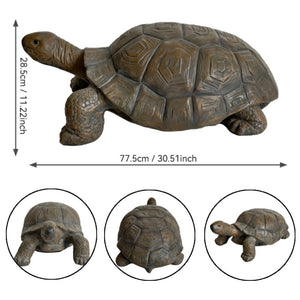 English Elm 30.51" Resin Tortoise Garden Statue Weathered Stone Finish Carved Shell Outdoor Accent W5709P519449