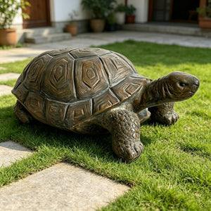 English Elm 30.51" Resin Tortoise Garden Statue Weathered Stone Finish Carved Shell Outdoor Accent W5709P519449
