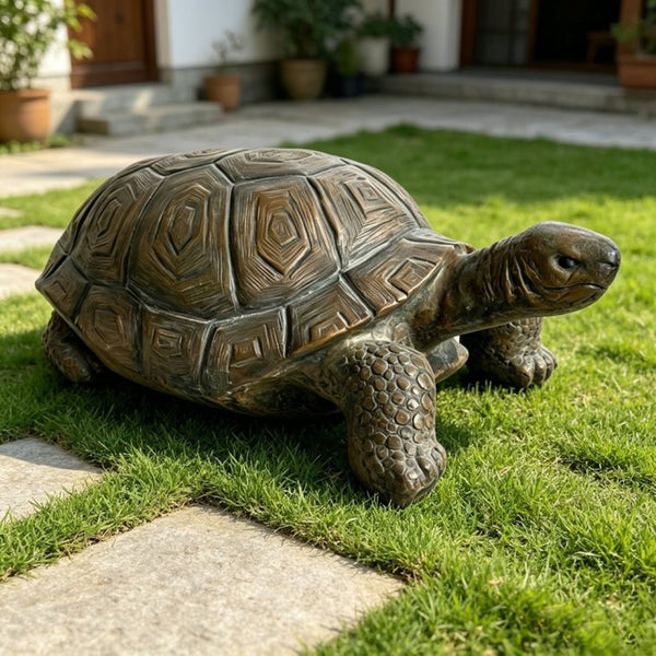 English Elm 30.51" Resin Tortoise Garden Statue Weathered Stone Finish Carved Shell Outdoor Accent W5709P519449