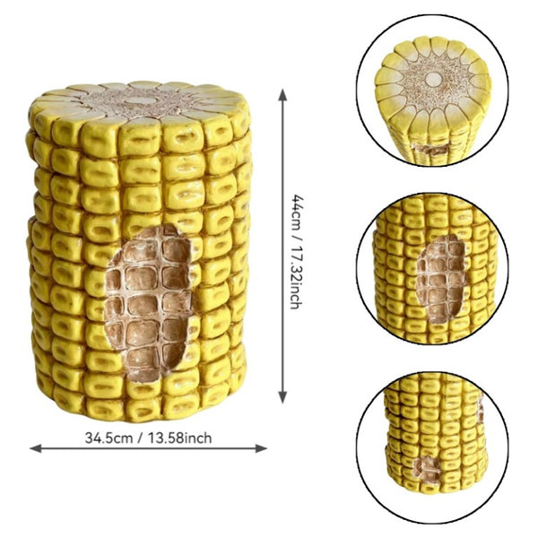 English Elm 17.32 Inch Resin Corn Cob Accent Stool Sculpted Plant Stand for Patio or Garden W5709P519548