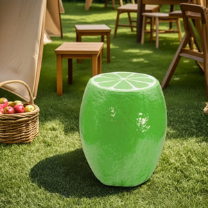 English Elm 14.17 Inch Resin Lime Shaped Accent Stool Sculptural Side Table for Indoor Outdoor Decor W5709P520343