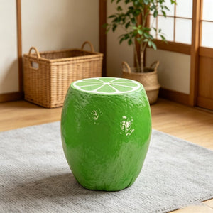 English Elm 14.17 Inch Resin Lime Shaped Accent Stool Sculptural Side Table for Indoor Outdoor Decor W5709P520343