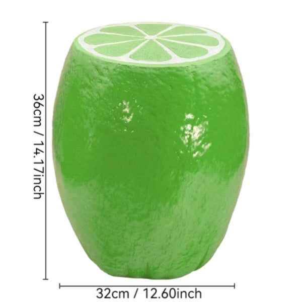English Elm 14.17 Inch Resin Lime Shaped Accent Stool Sculptural Side Table for Indoor Outdoor Decor W5709P520343