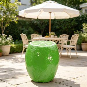English Elm 14.17 Inch Resin Lime Shaped Accent Stool Sculptural Side Table for Indoor Outdoor Decor W5709P520343