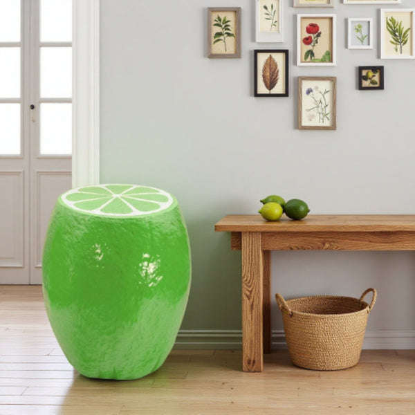 English Elm 14.17 Inch Resin Lime Shaped Accent Stool Sculptural Side Table for Indoor Outdoor Decor W5709P520343