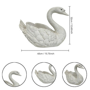 English Elm 12.6 Inch Resin Swan Planter Sculpture Vintage Feather Detail for Garden Pond Patio W5709P534925