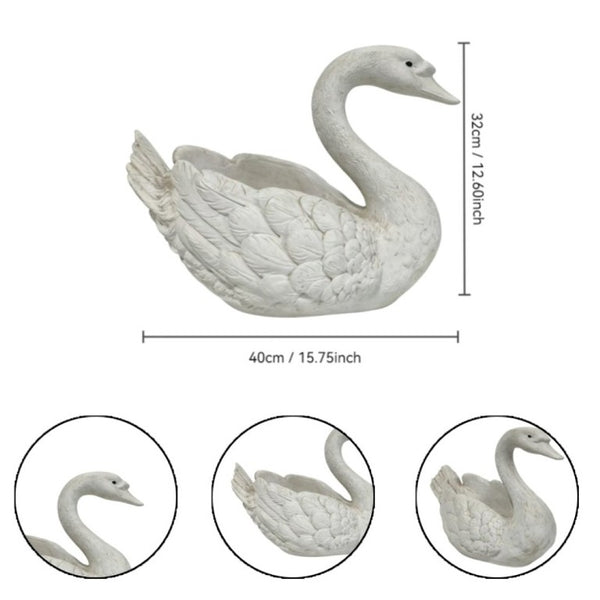 English Elm 12.6 Inch Resin Swan Planter Sculpture Vintage Feather Detail for Garden Pond Patio W5709P534925